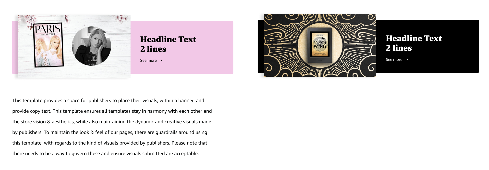 Publisher creative guidelines page covering banner template usage