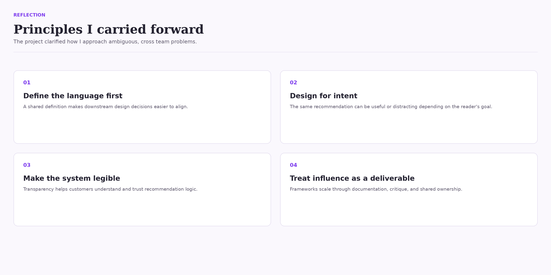 Principles I carried forward