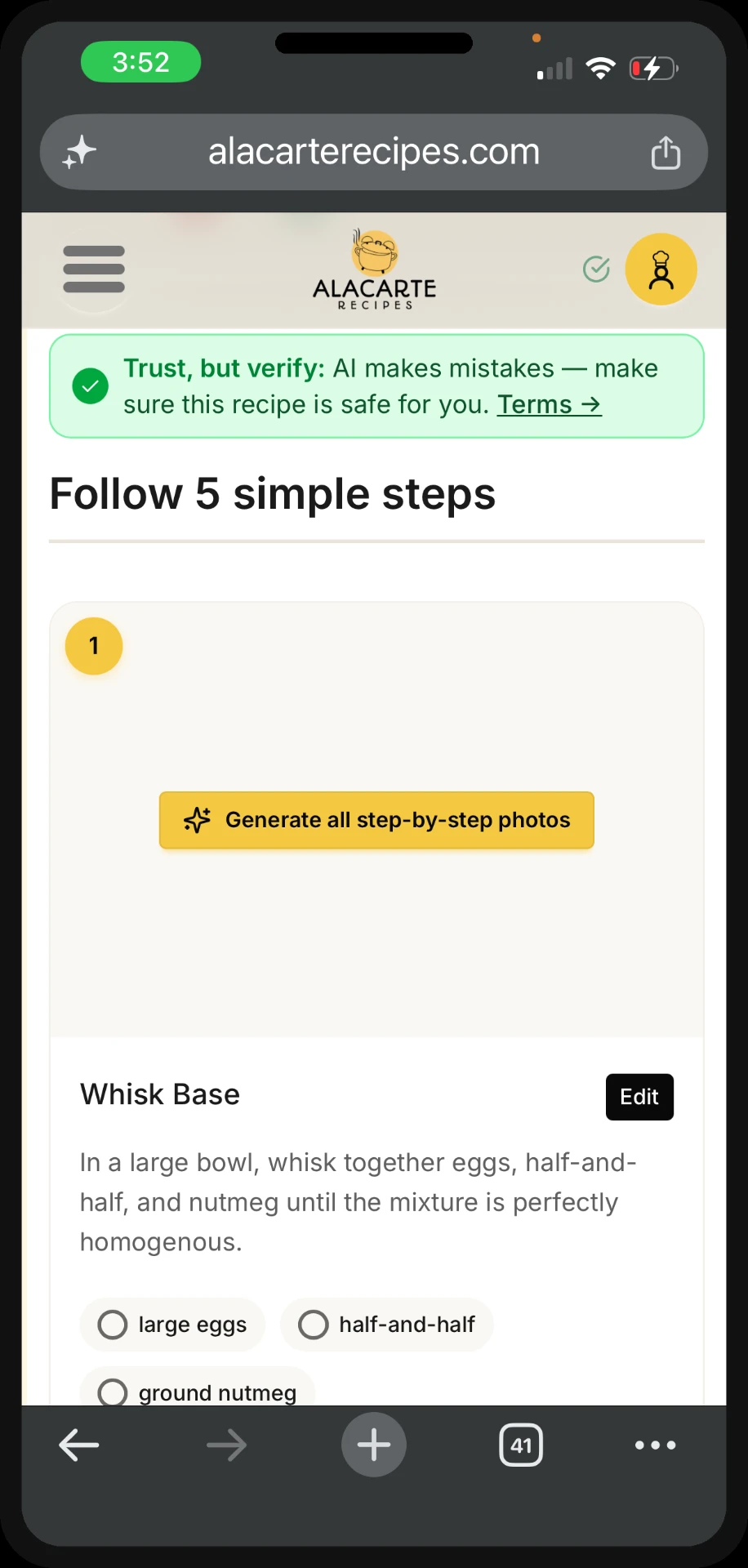 Step by step cooking guide on mobile