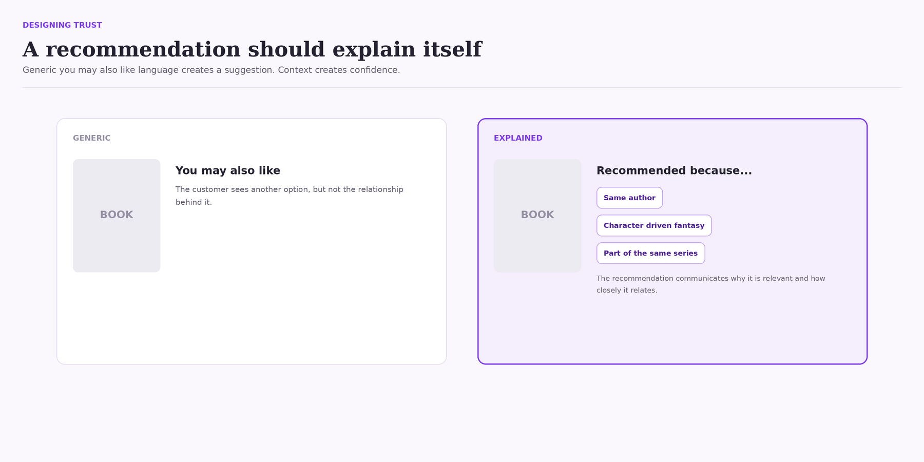 A recommendation should explain itself